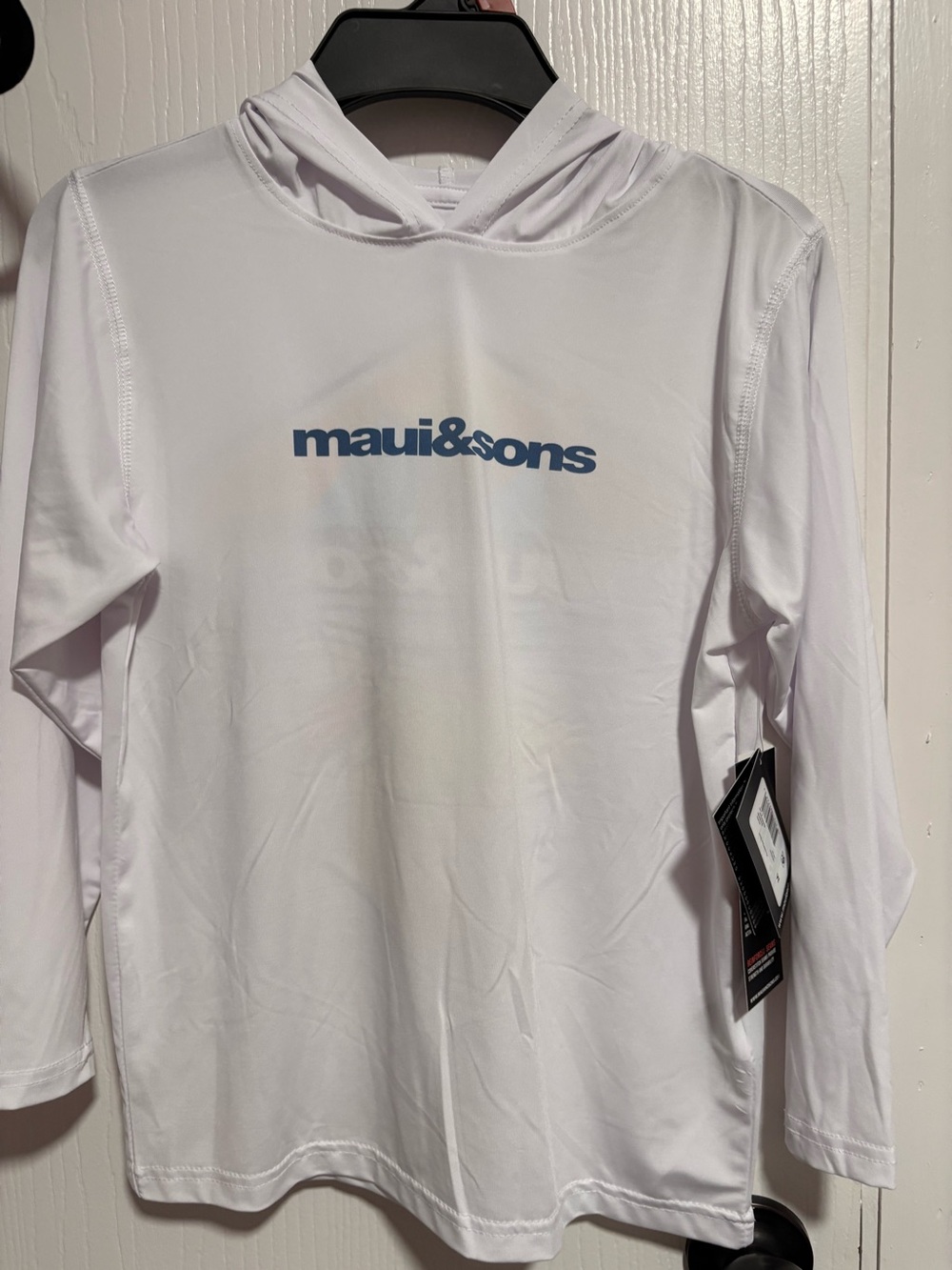 🔥NWT Maui & Sons Sun/Rash Guard w Hood - White w Cool Print - size Medium